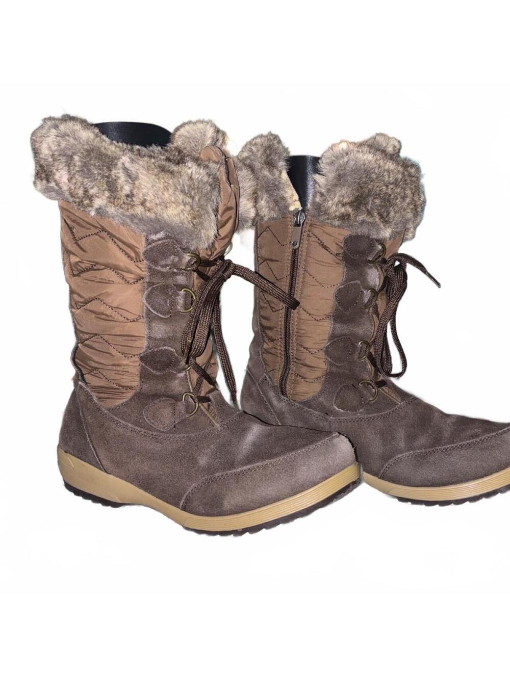 Mid-calf Lands' End Faux Fur Trimmed Waterproof Winter Boots